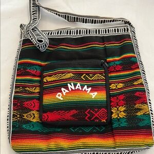Black and Red Shoulder Bag with Serape Pattern